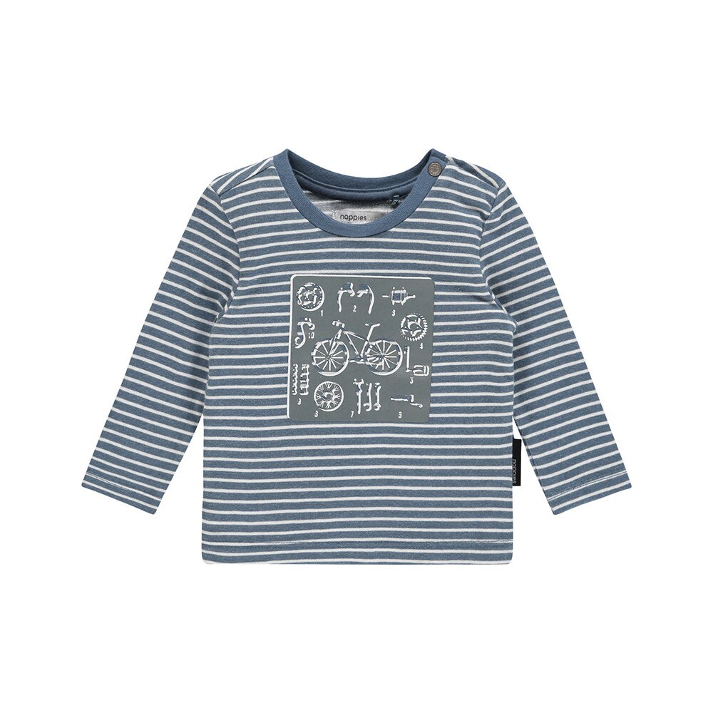 Bluza bebe, Noppies, cu capse pe umar, alb&bleumarin