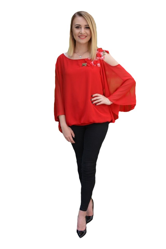 Bluza Divine,decupaj la nivelul umerilor,D&J Exclussive, Rosu