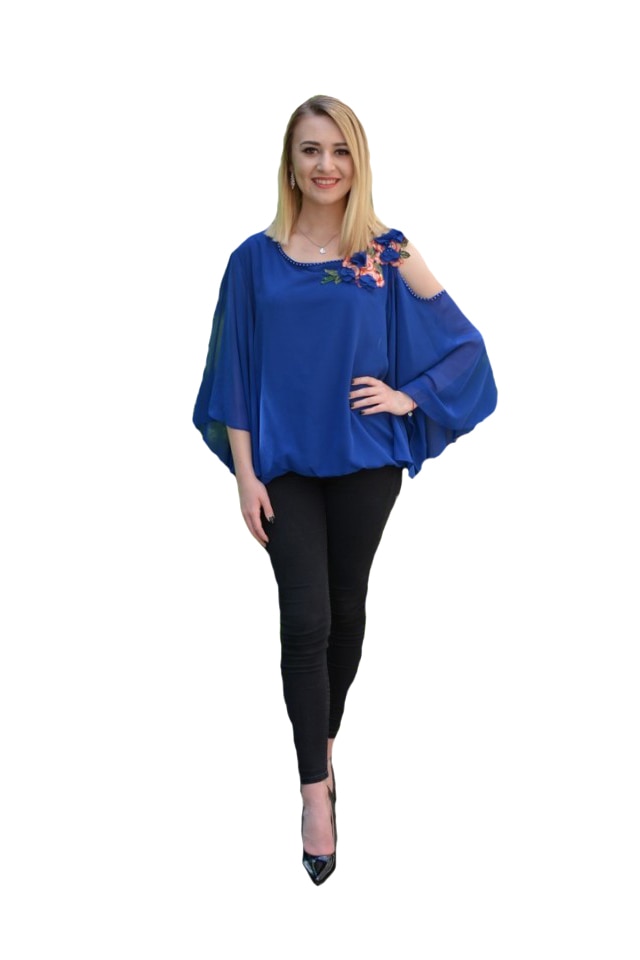 Bluza Divine,decupaj la nivelul umerilor,D&J Exclussive, Turcoaz