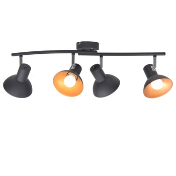 Lustra cu 4 becuri E27, vidaXL, Metal, Negru si auriu Lustra cu 4 becuri E27, vidaXL, Metal, Negru si auriu