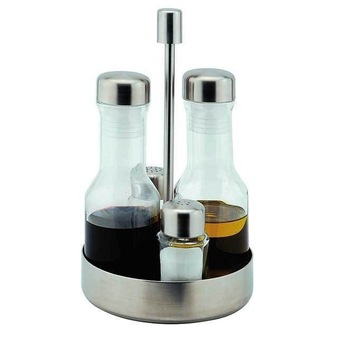 Oliviera din sticla si inox, 4 piese si suport Oliviera din sticla si inox, 4 piese si suport