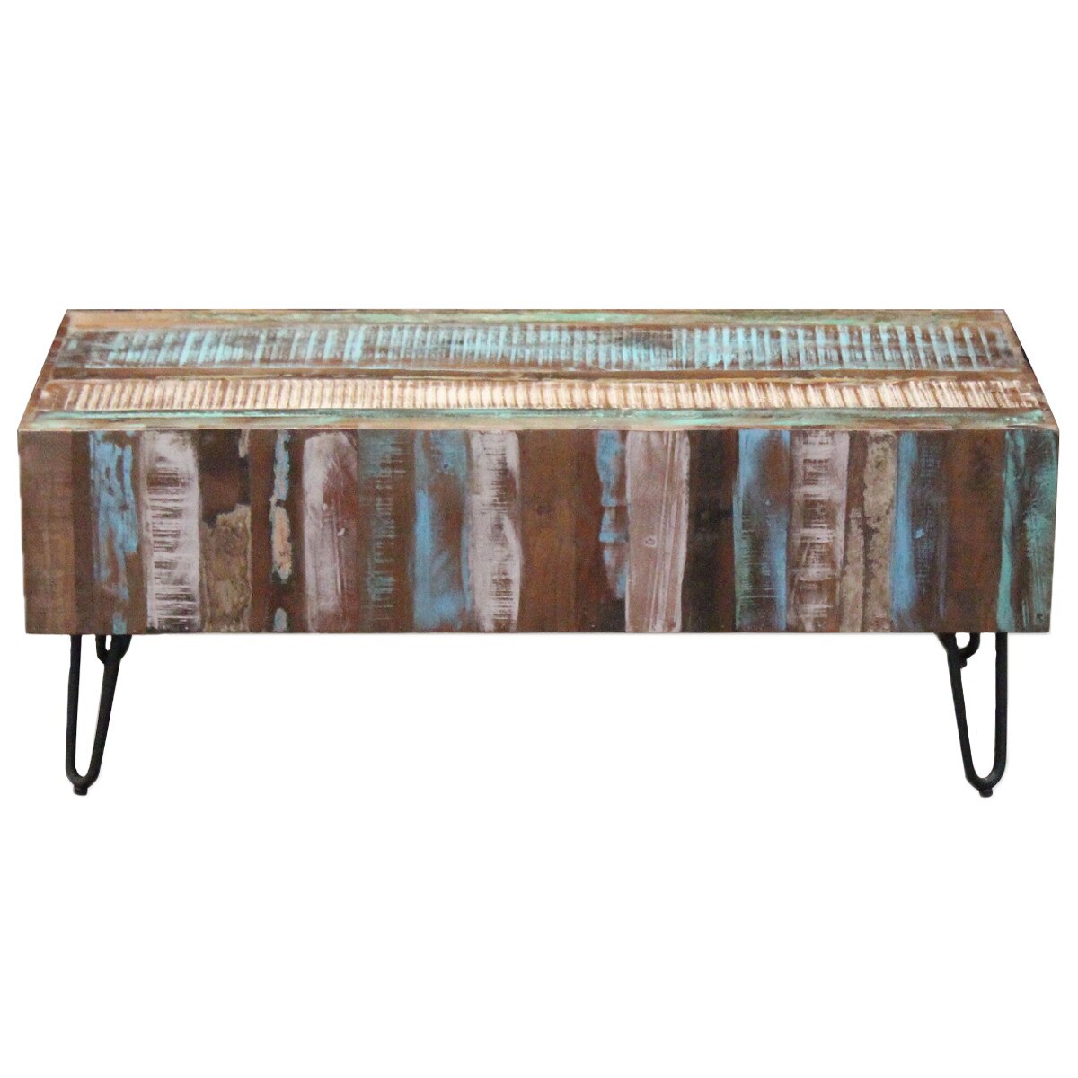 Masuta de cafea, lemn masiv reciclat, VidaXL, 100 x 50 x 38 cm