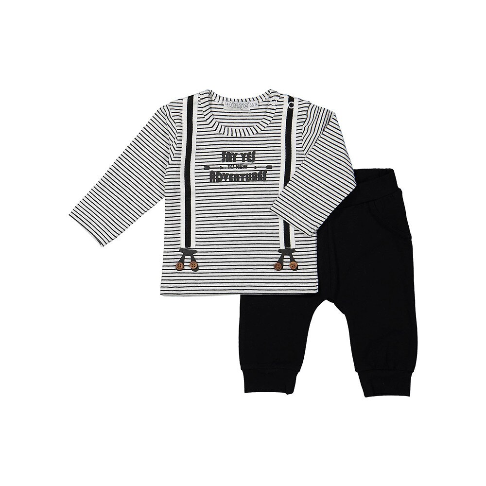 Set 2 piese bebelusi, bluza cu dungi si pantaloni, Dirkje, alb/negru
