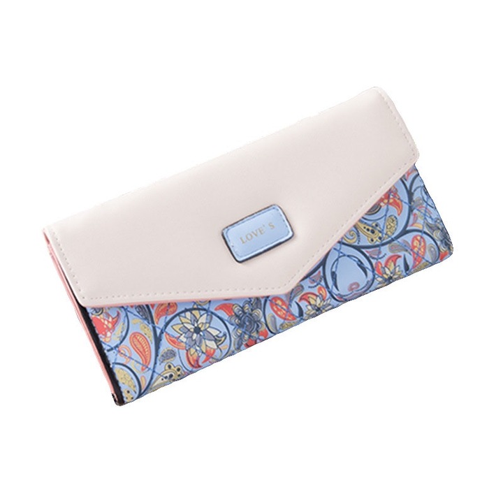 Portofel dama, BTG-777ZX-YFL-8917, Albastru, Piele