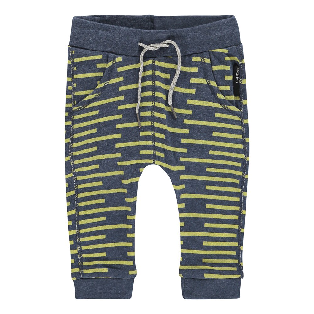 Pantaloni bebe, Noppies, cu dungi, bleumarin&verde, Bleumarin inchis/Verde