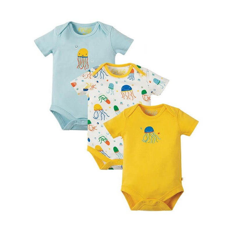 Set 3 Body-Uri, Special Jazzy Jellies, Frugi, bumbac organic , baieti, 0-3 luni