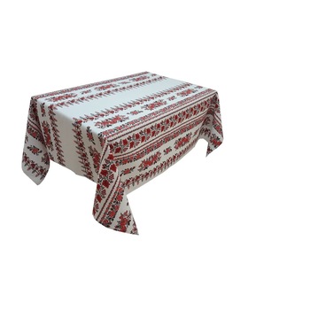 Fata de masa pentru living si bucatarie CASA GINO , bumbac 100%, 160X150 cm, masa 6 persoane, model motive traditionale si trandafiri Fata de masa pentru living si bucatarie CASA GINO , bumbac 100%, 160X150 cm, masa 6 persoane, model motive traditionale si trandafiri