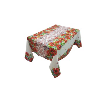 Fata de masa pentru living si bucatarie CASA GINO , cu motive traditionale, bumbac 100%, 125X150 cm, masa 4 persoane, model Maci Fata de masa pentru living si bucatarie CASA GINO , cu motive traditionale, bumbac 100%, 125X150 cm, masa 4 persoane, model Maci