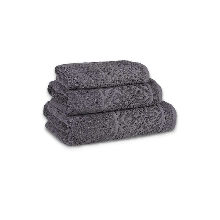 Комплект хавлиени кърпи Bagrana Premium SPA, Памук, Сив цвят, 3 бр