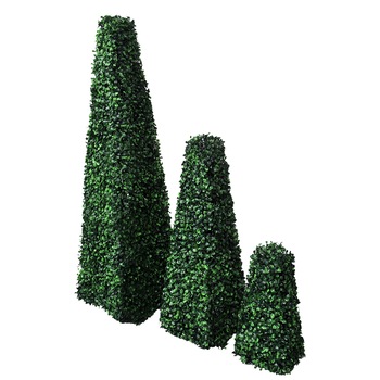 Set de 3 arbusti artificiali in forma de piramida, vidaXL, Plastic, Verde, 30 x 30 x 100 cm Set de 3 arbusti artificiali in forma de piramida, vidaXL, Plastic, Verde, 30 x 30 x 100 cm