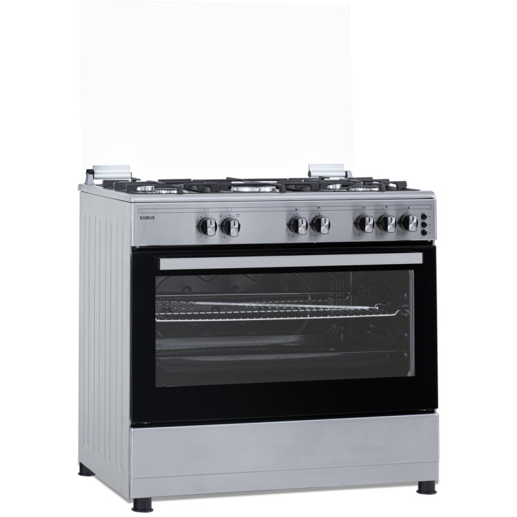 Aragaz Samus SM950AGRXS, 90x60 cm, 5 arzatoare, WOK, aprindere electrica