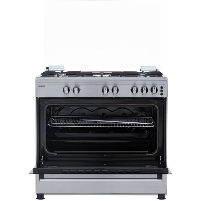 Aragaz Samus SM950AGRXS, 90x60 cm, 5 arzatoare, WOK, aprindere electrica