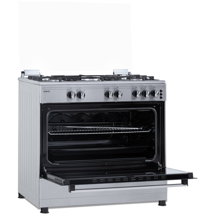 Aragaz Samus SM950AGRXS, 90x60 cm, 5 arzatoare, WOK, aprindere electrica