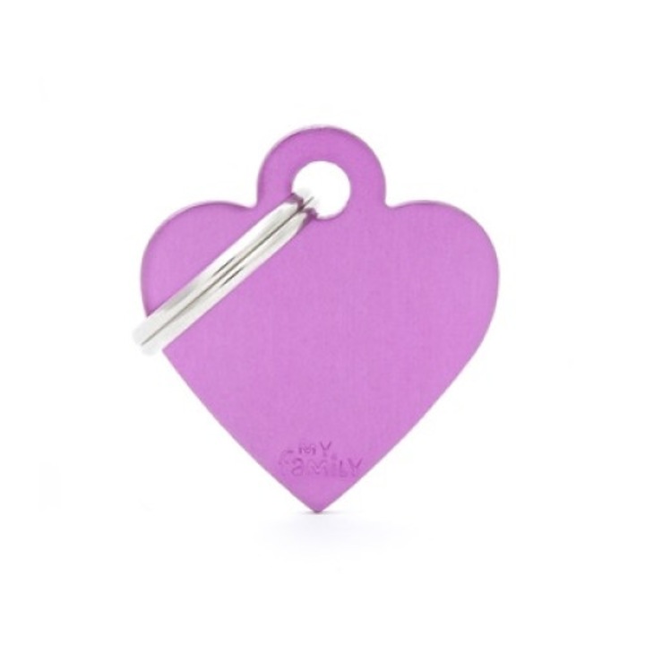 Medalion personalizabil, My Family, gama Basic Aluminium, Small Heart Aluminium Purple, 250mm x 280 mm
