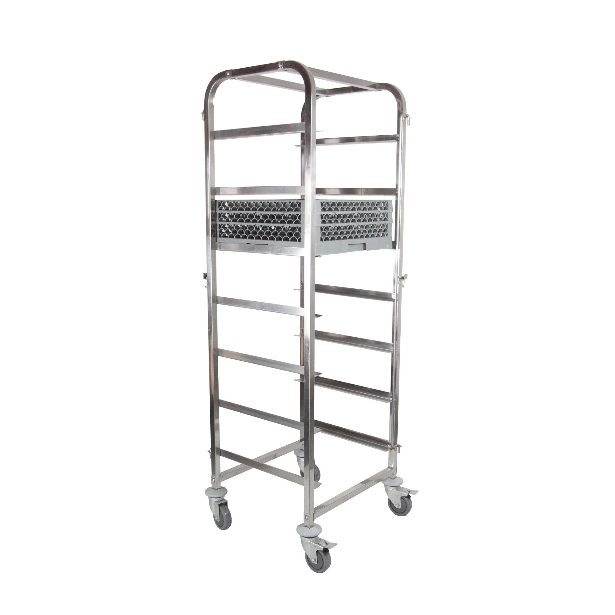 Carucior mobil pentru cosurile de spalat vase Hendi Inox 7x 500x500 mm