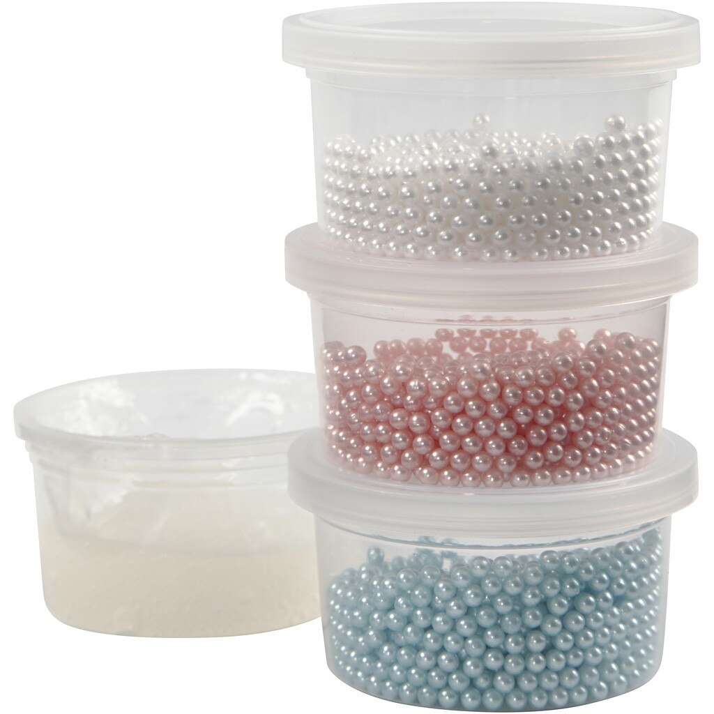 Set de margele perlate din plastic pentru decorare - set de 4 tuburi