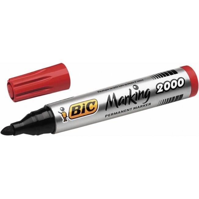 Marker permanent BIC 2000, varf rotund, scriere de 2 - 3 mm, rosu