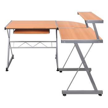 Birou pentru calculator cu polita glisanta, vidaXL, MDF, Maro, 139 x 115 x 100 cm Birou pentru calculator cu polita glisanta, vidaXL, MDF, Maro, 139 x 115 x 100 cm