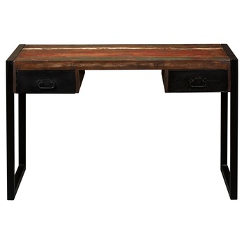 Birou cu 2 sertare din lemn masiv reciclat, vidaXL, Lemn, Multicolor, 120 x 50 x 76 cm Birou cu 2 sertare din lemn masiv reciclat, vidaXL, Lemn, Multicolor, 120 x 50 x 76 cm