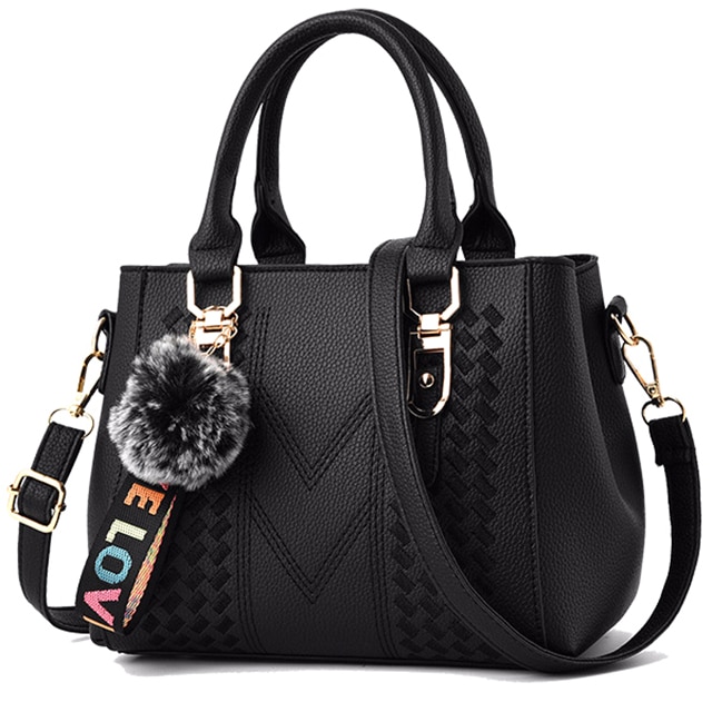 TimeTrade, Geanta de mana cu breloc, Piele ecologica, Negru