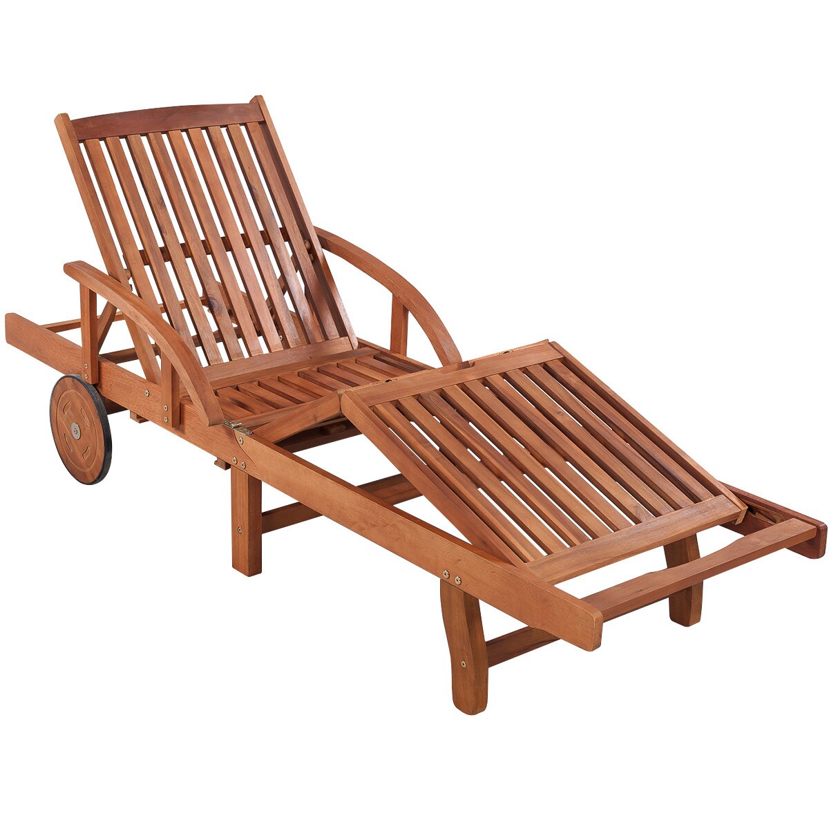 Sezlong reglabil in 5 pozitii, din lemn de esenta tare, vidaXL, Maro, 200 x 68 x 30 cm