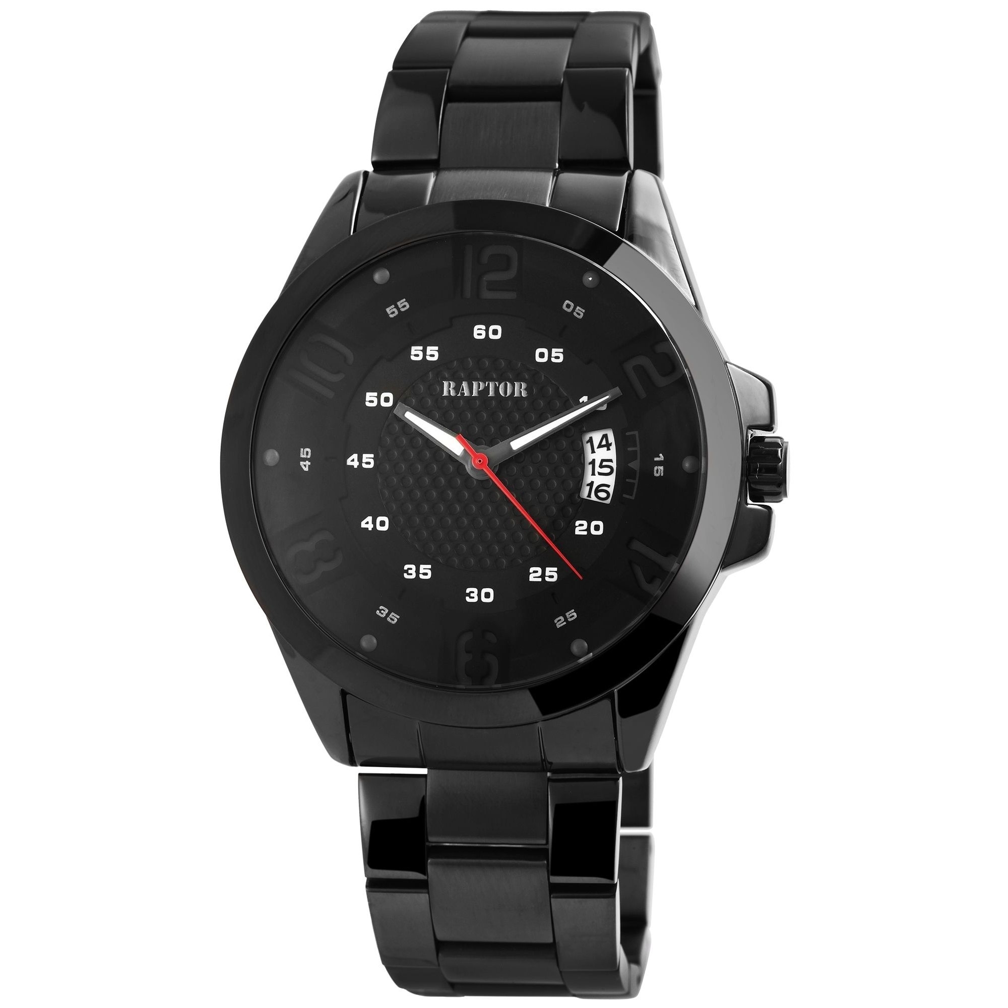 Ceas barbatesc, Raptor, cadran si carcasa neagra, data, bratara inox neagra