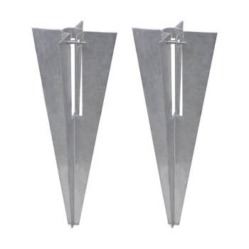 Set de 2 tarusi pentru fixare stalp de gard, vidaXL, Otel, Argintiu Set de 2 tarusi pentru fixare stalp de gard, vidaXL, Otel, Argintiu