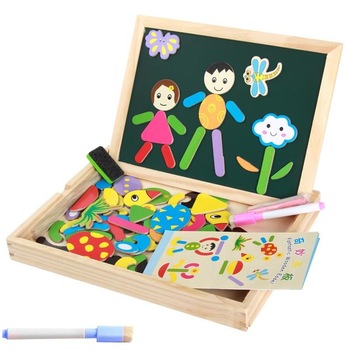 Tabla Magnetica Multifunctionala 2 in 1, Cutie din Lemn, cu Piese Magnetice, Creta, Marker, Burete, Educational Board Tabla Magnetica Multifunctionala 2 in 1, Cutie din Lemn, cu Piese Magnetice, Creta, Marker, Burete, Educational Board