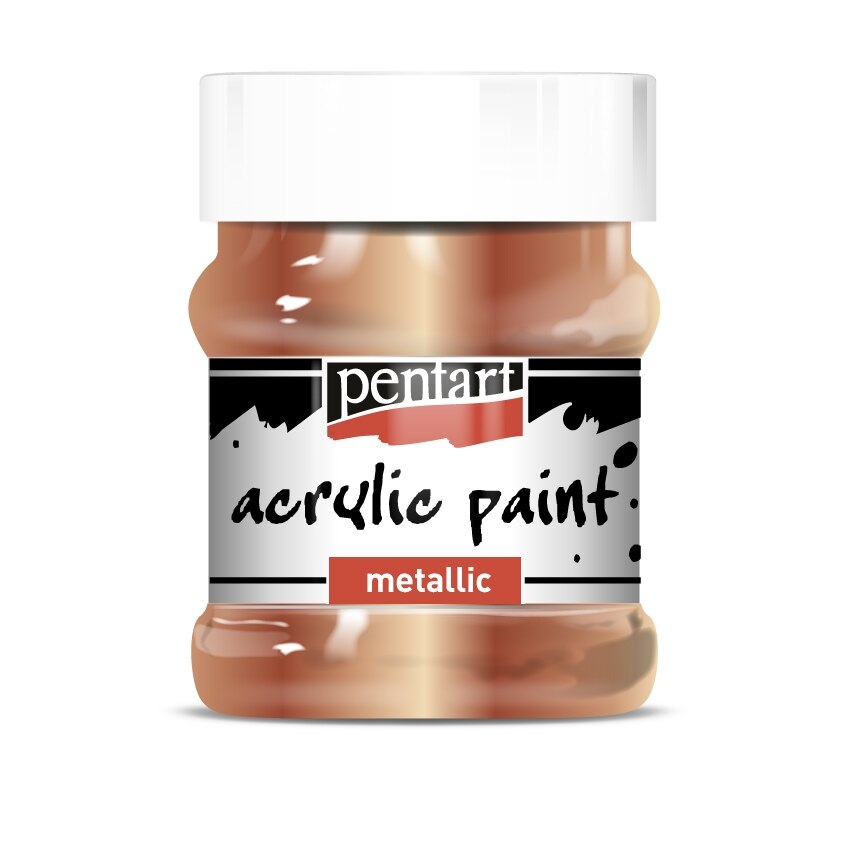 Vopsea acrilica metalizata pe baza de apa Pentart - cupru antic, 230 ml