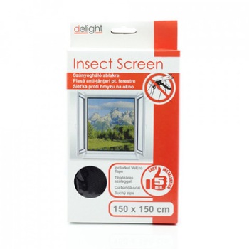 Plasa anti-tantari pentru ferestre, poliester, 150x150cm, negru, lavabil, rezistent UV + Decoratie solara - model floare Plasa anti-tantari pentru ferestre, poliester, 150x150cm, negru, lavabil, rezistent UV + Decoratie solara - model floare