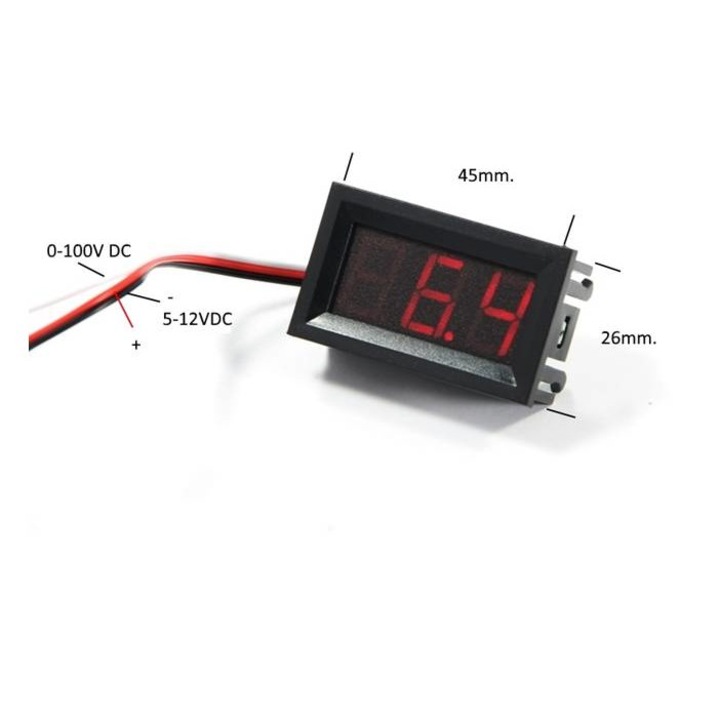 Panelrögzítő voltmérő 0-100VDC 45x26mm