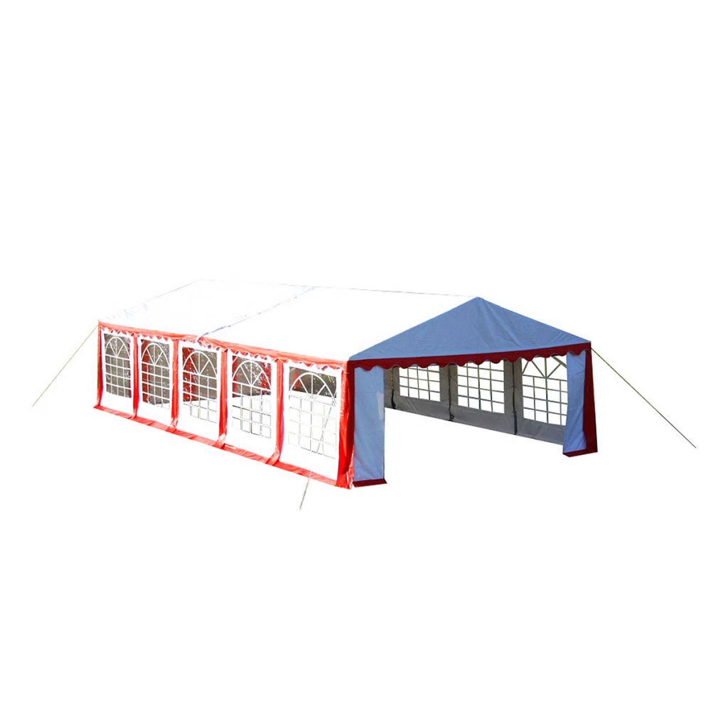Copertina pavilion cu pereti laterali, vidaXL, PVC, 10 x 5 m, Rosu/Alb