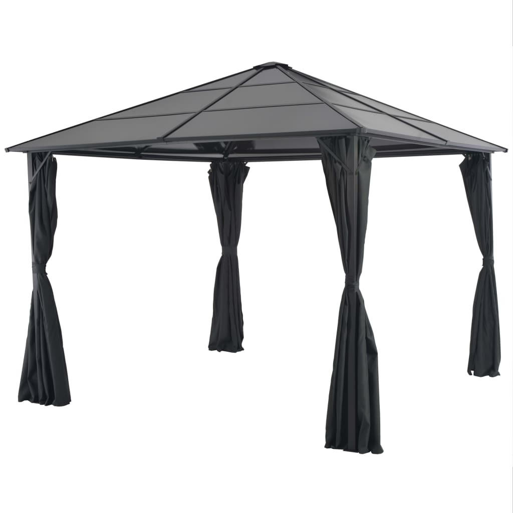 Pavilion cu perdea vidaXL, Tesatura, 300 x 300 x 260 cm, Negru