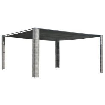 Pavilion cu acoperis glisant vidaXL, Poliratan, 400 x 400 x 200 cm, Antracit Pavilion cu acoperis glisant vidaXL, Poliratan, 400 x 400 x 200 cm, Antracit