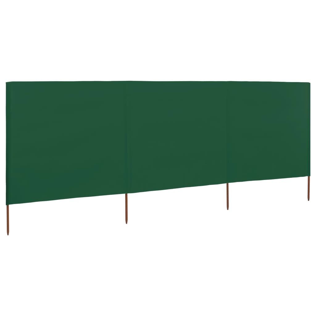 Paravan anti-vant cu 3 panouri, verde, 400x120 cm, textil