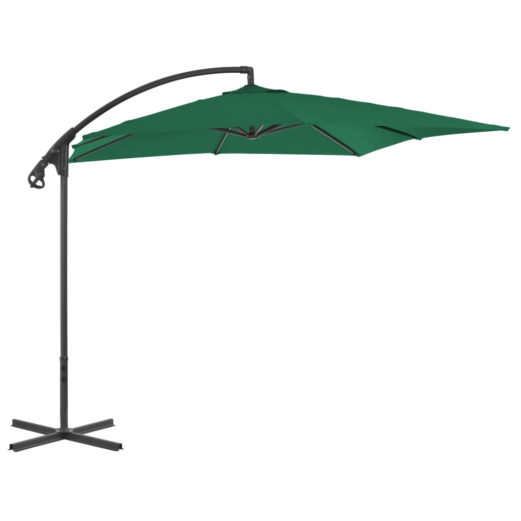 Umbrela suspendata de gradina, vidaXL, Otel, 250 x 250 cm, Verde