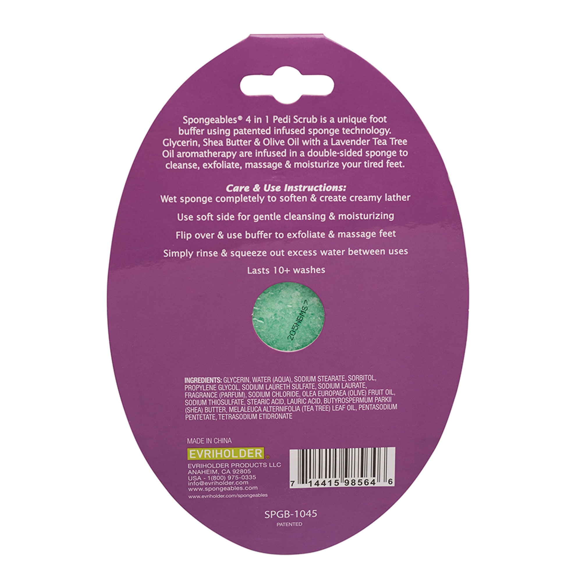 Spongeables 4-in-1 Pedi-Scrub Foot Buffer, Lavender-Tea Tree Oil Aromatherapy