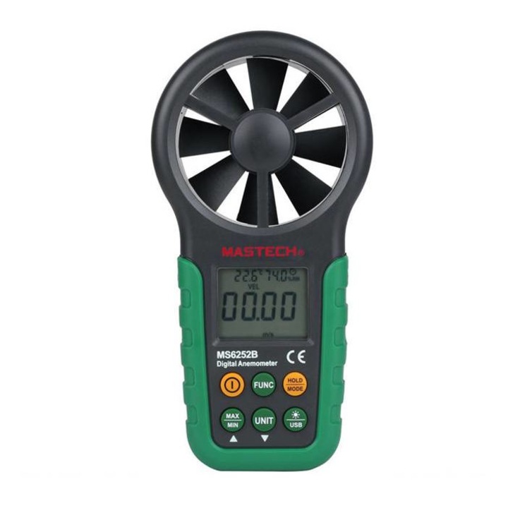 Цифров анемометър MASTECH MS6252B за измерване на скорост и обем на въздуха