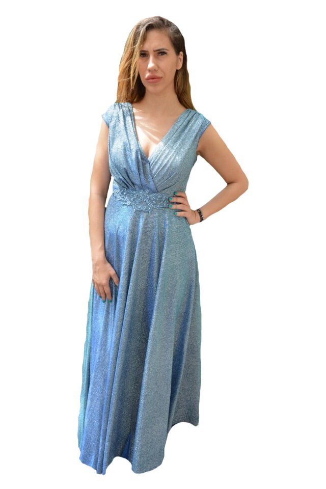 Rochie Jade de seara cu sclipici, D&J Exclussive, Albastru