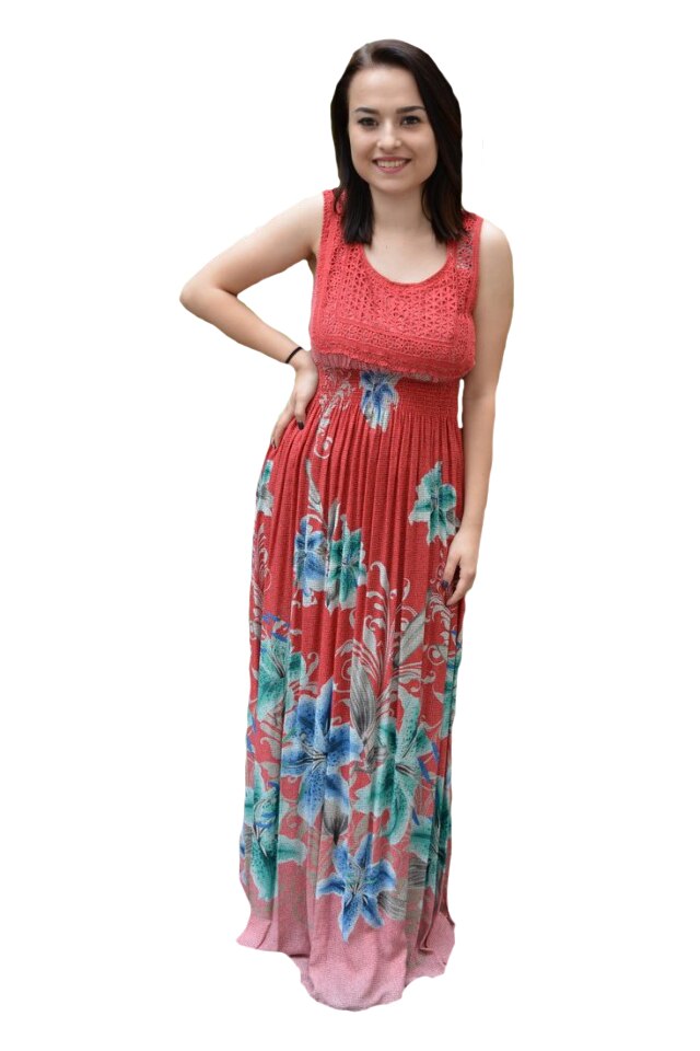 Rochie casual Jazlyn cu motive florale, D&J Exclussive, Rosu