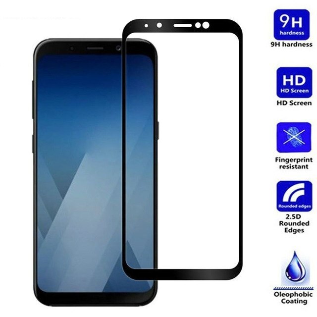 Set 2 folii de sticla Samsung Galaxy A8 2018, MyStyle 9D Full Glue Black