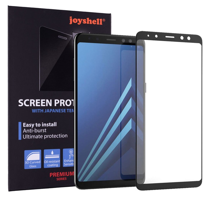 Folie Sticla compatibila cu Samsung Galaxy J6 Plus 2018, Protectie Ecran Full Cover 3D, Joyshell, negru