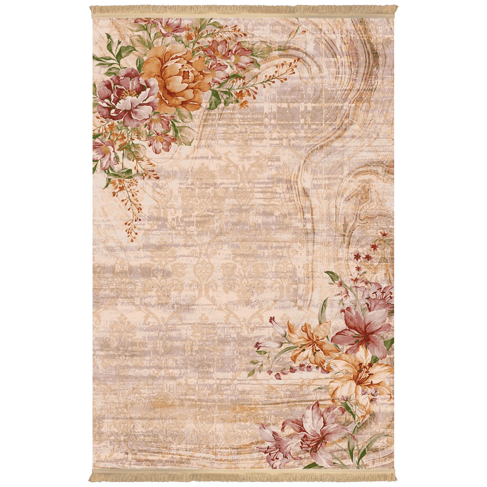 Covor Colaris, Persan , 100160, Dimensiune 1X1.5, 1.7milioane nod/mp, Matase Artificiala ,Crem, Design Modern, Antialergic