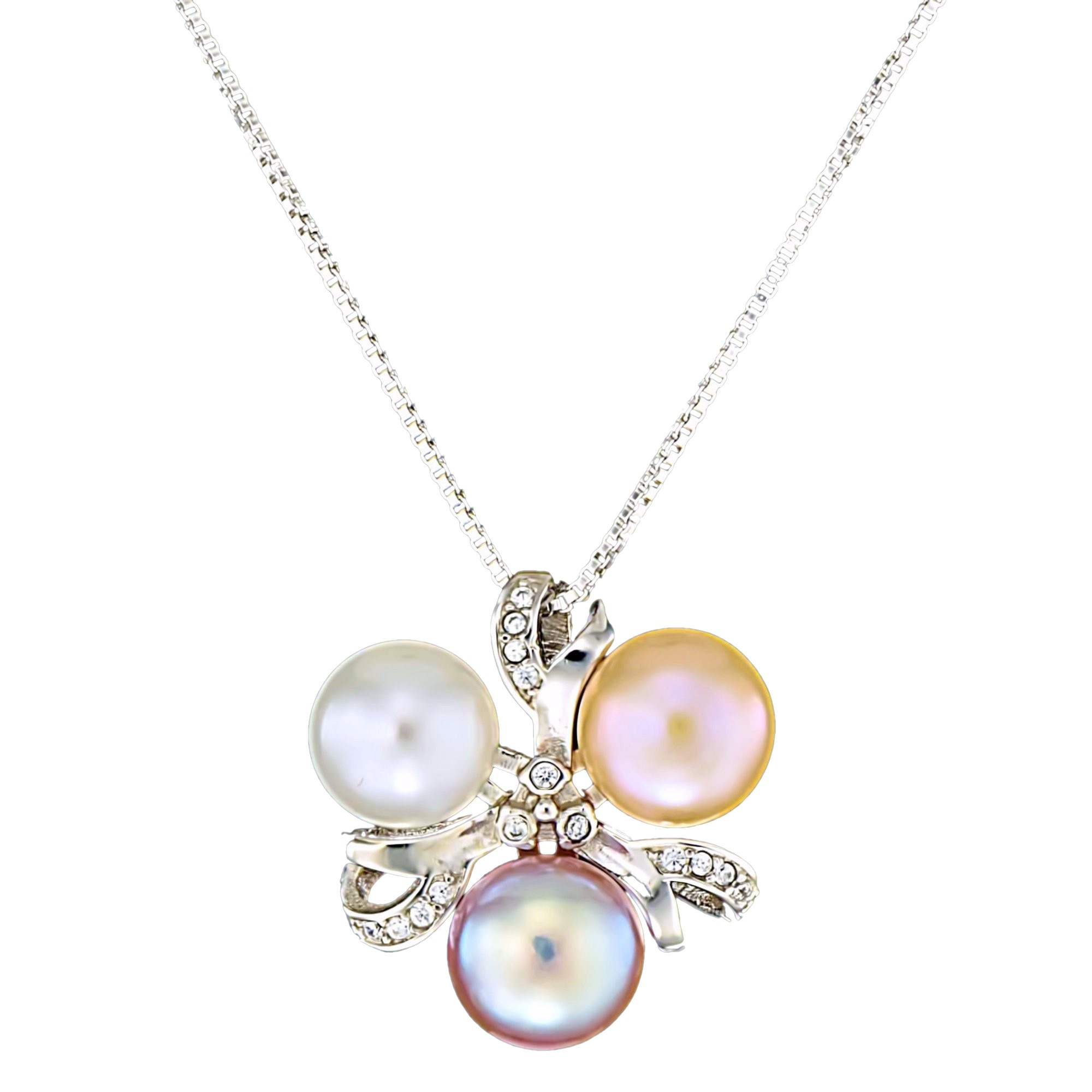 Colier din Argint 925 cu Perle Naturale si Diamante, Harmony