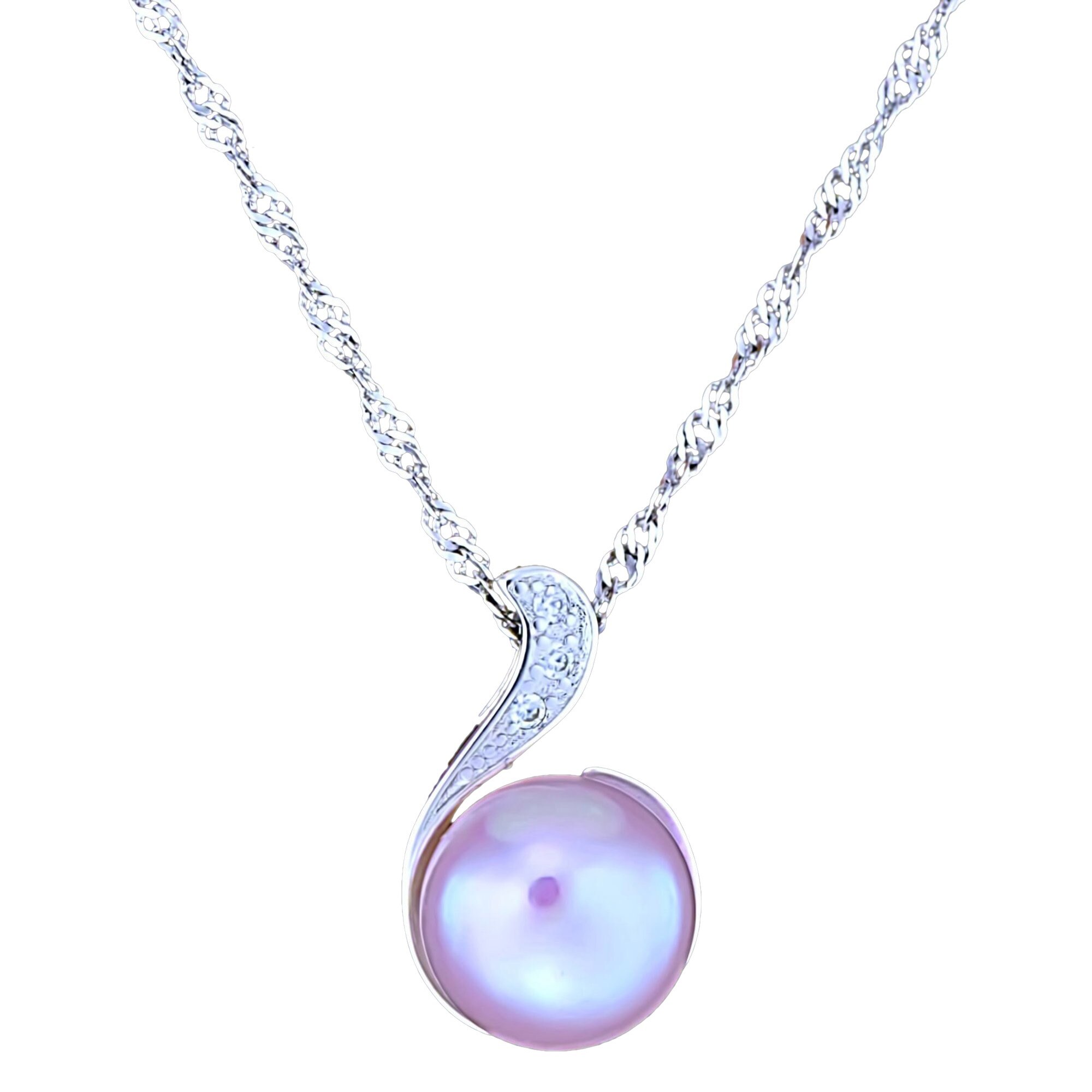 Colier din Argint 925 cu Perla Naturala si Diamante, Gloria Purple