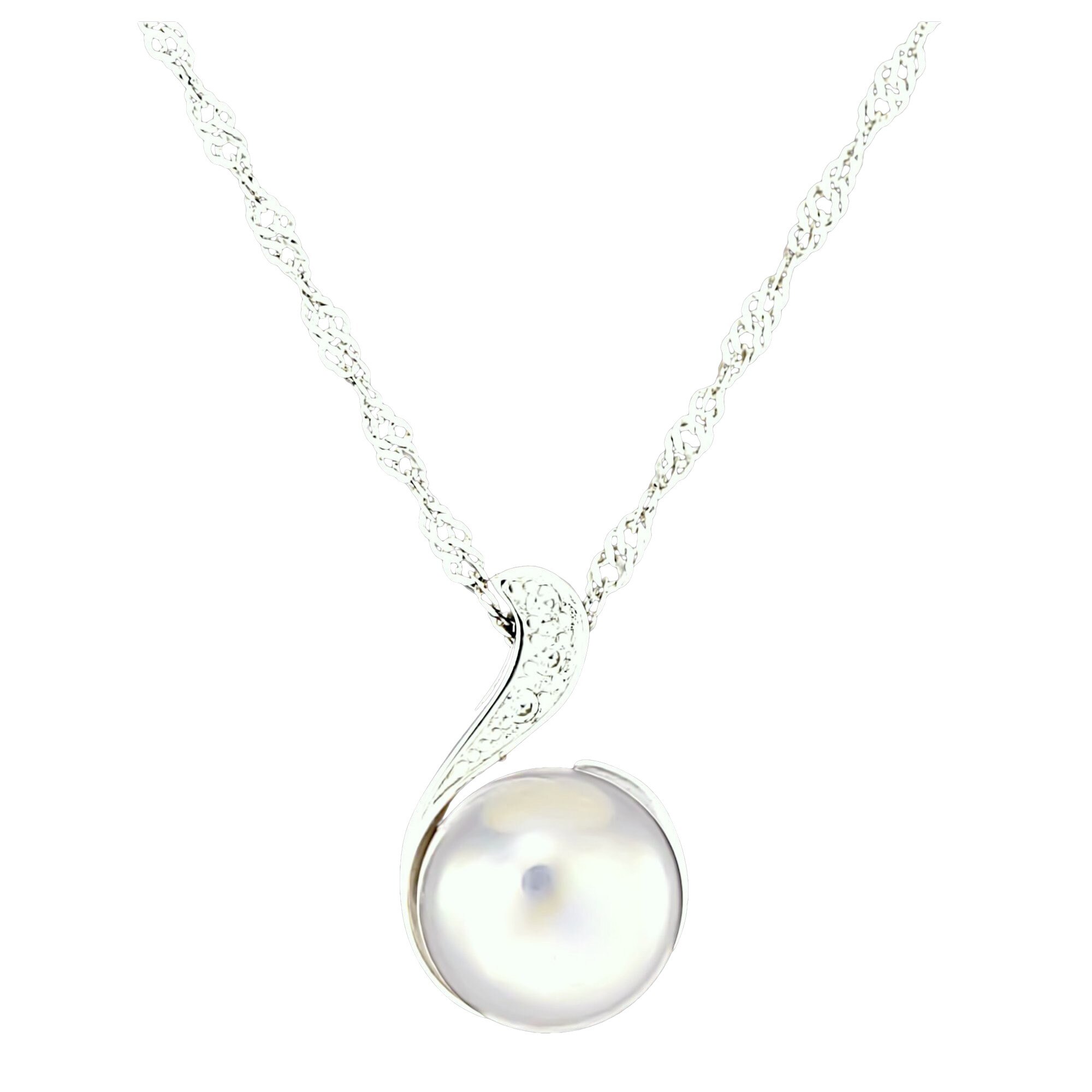 Colier din Argint 925 cu Perla Naturala si Diamante, Gloria White