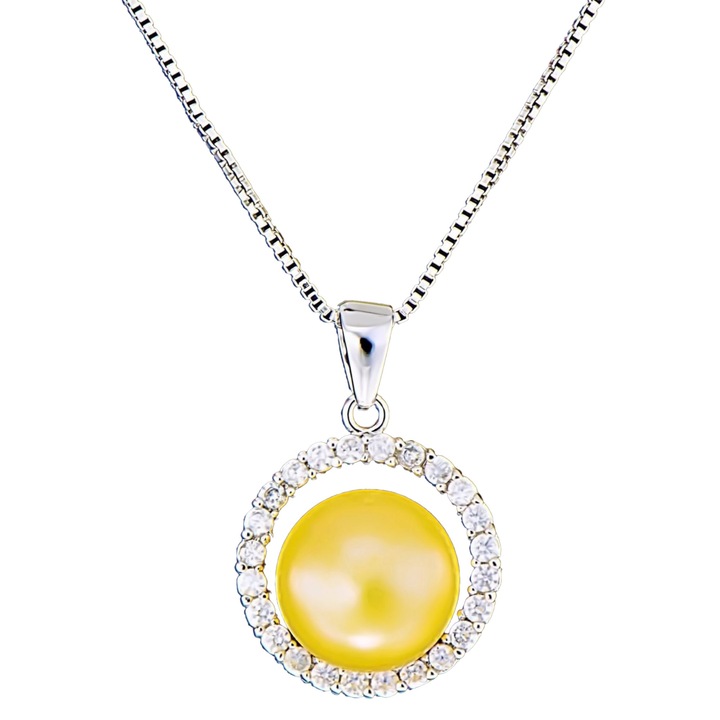 Colier din Argint 925 cu Perla Naturala si Diamante, Barbara