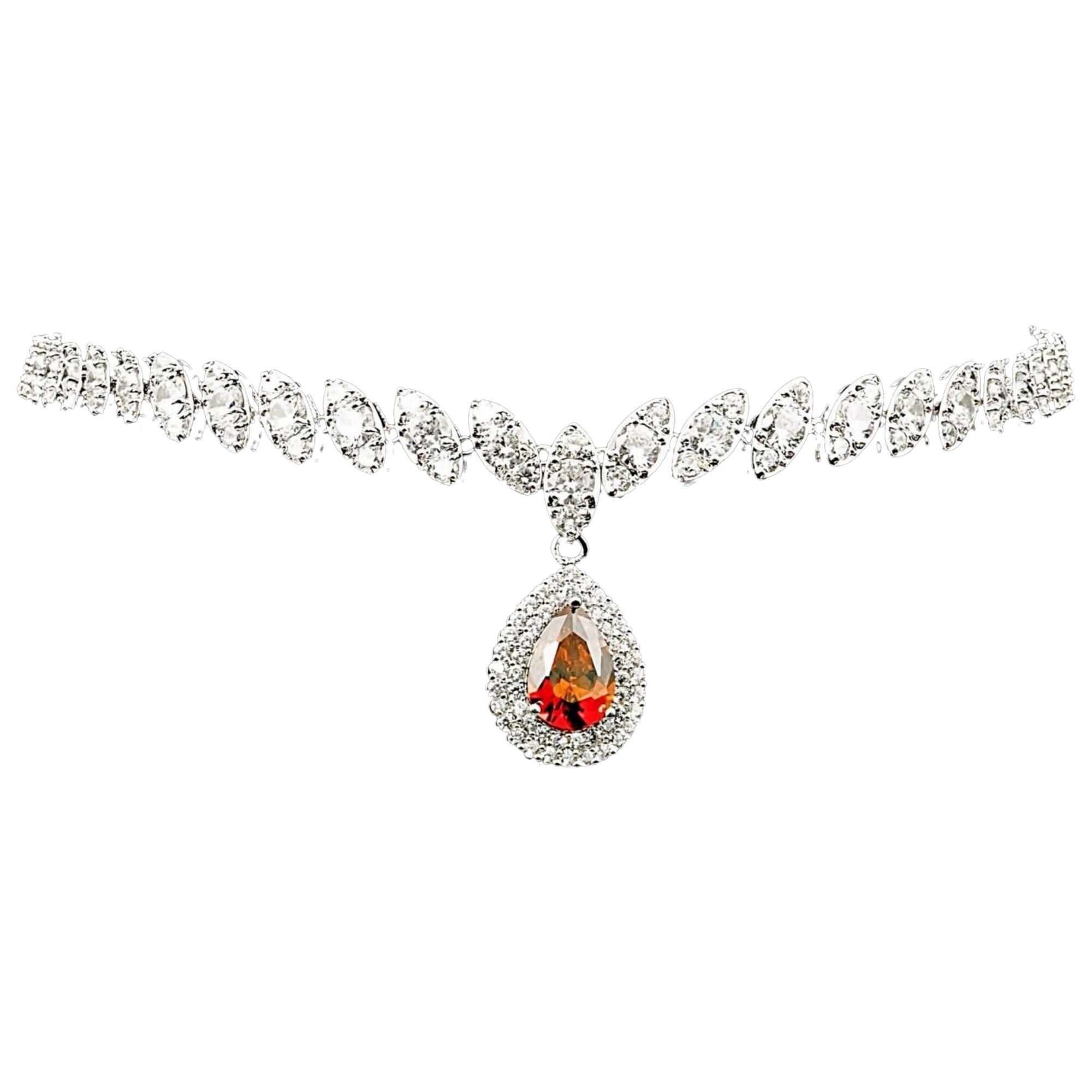Colier placat cu Aur 18K si Diamante, Artemis Platinum & Red