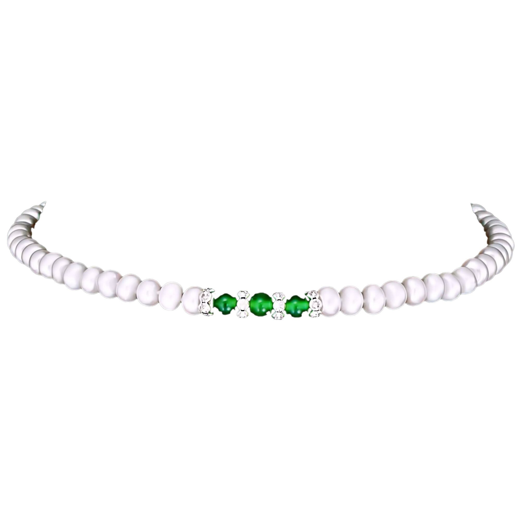 Colier cu Perle Naturale, Agata Green