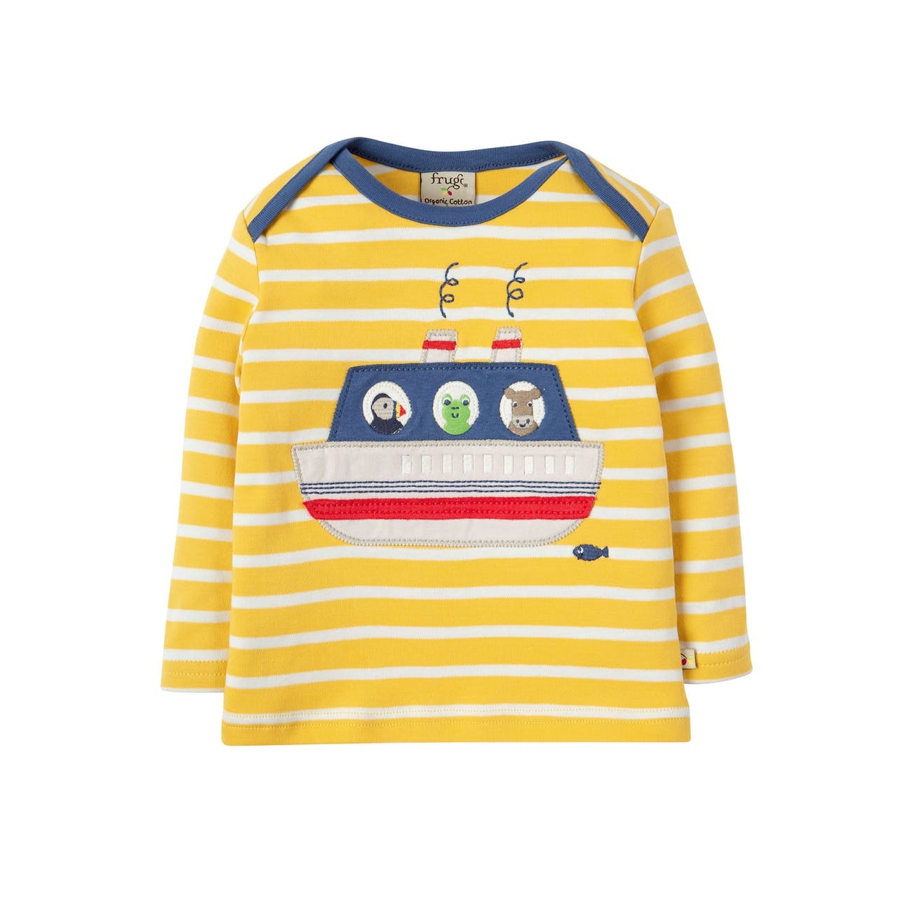 Bluza, Bobby Applique Top Sun Yellow Breton Boat, Frugi, bumbac organic, baieti, 6-12 luni